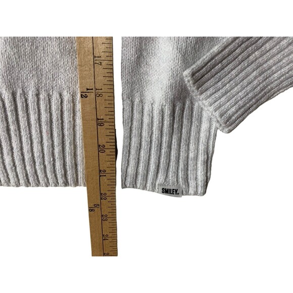 New! American Eagle Smiley  Mockneck Sweater gray Marled Blue Red Logo Women's M - Picture 12 of 15